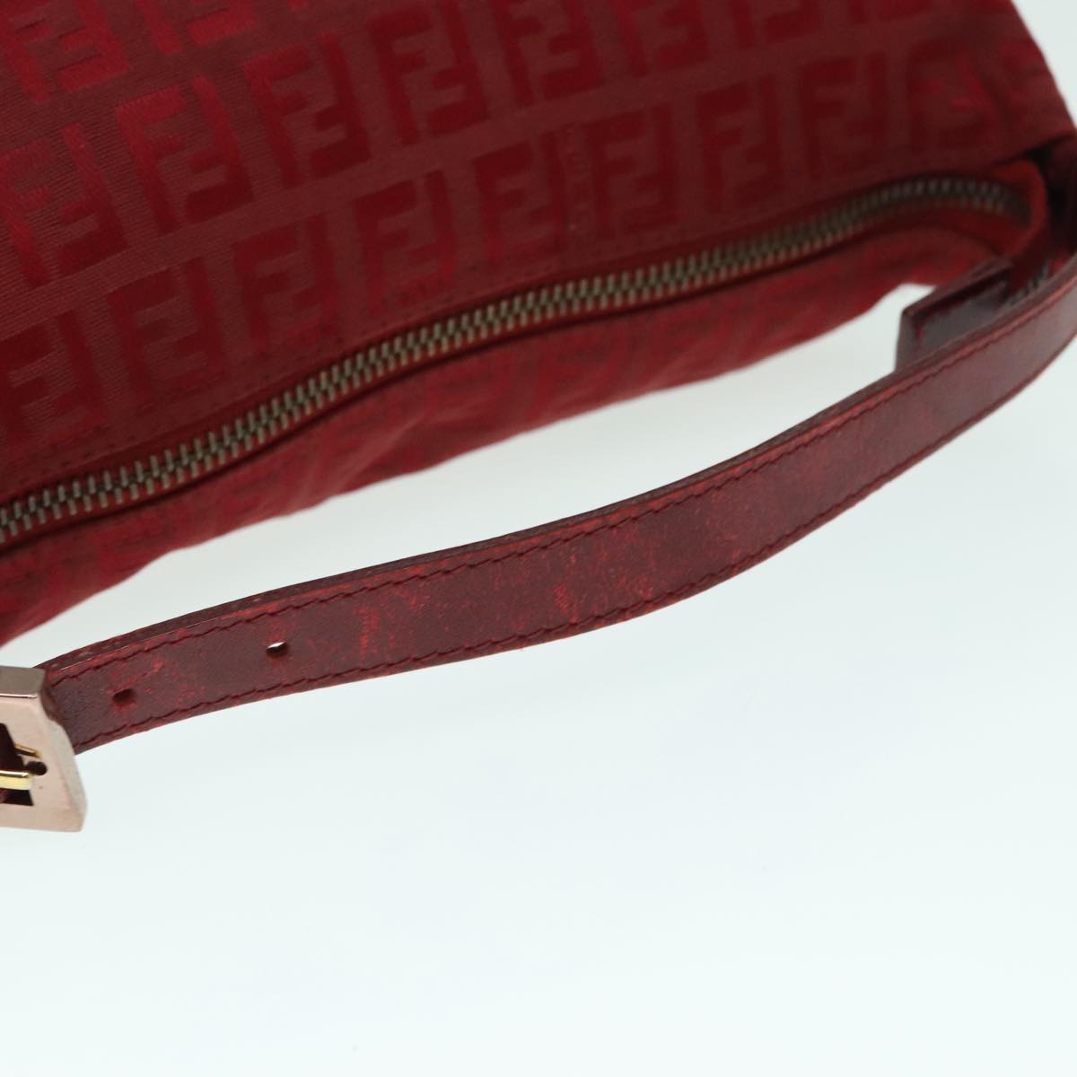FENDI Zucchino Canvas Hand Bag Red Silver ep5978