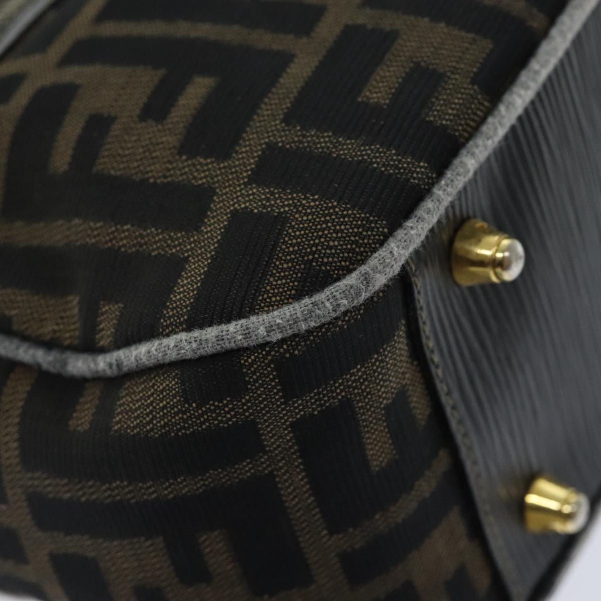 FENDI Zucca Canvas Hand Bag Brown Black ep5979