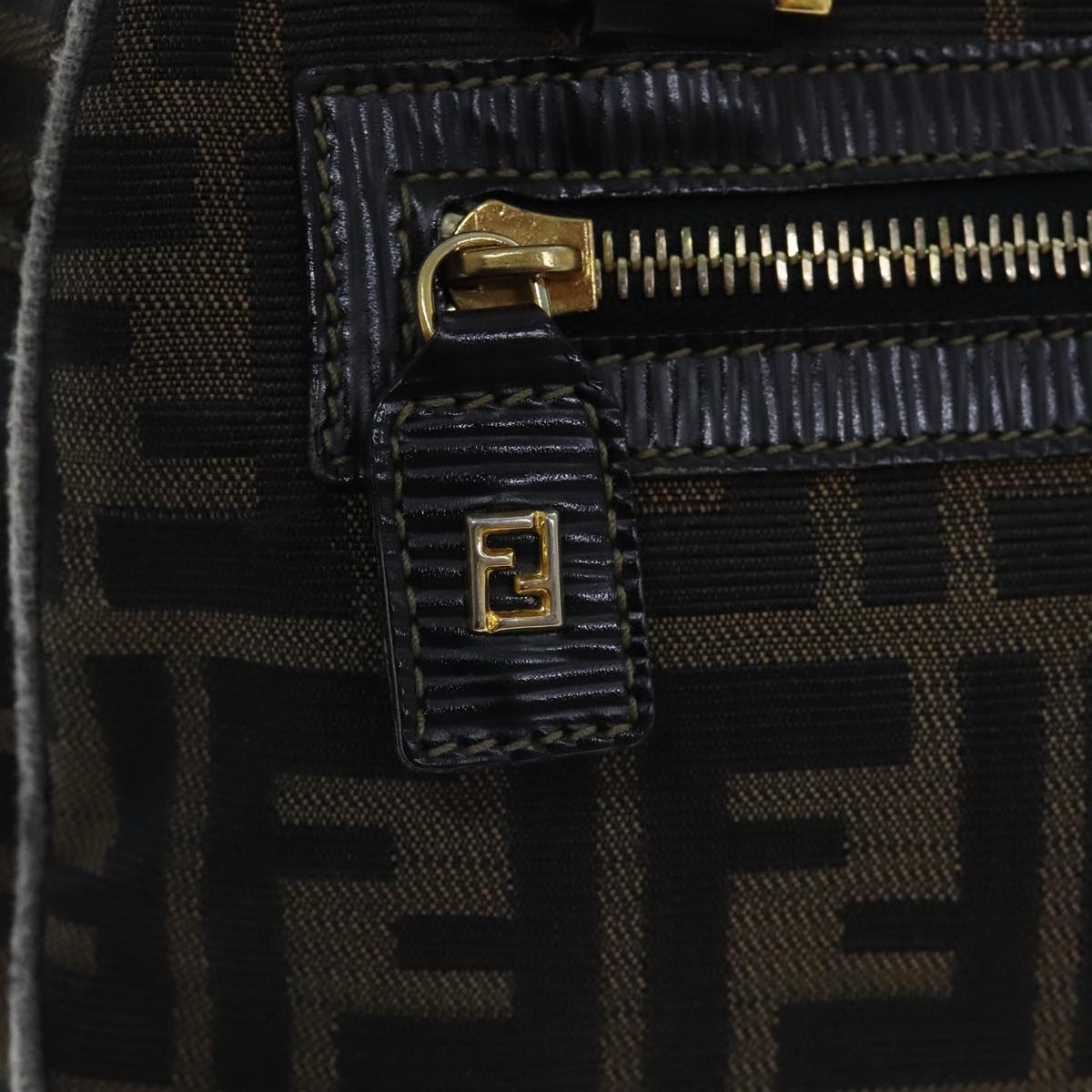 FENDI Zucca Canvas Hand Bag Brown Black ep5979