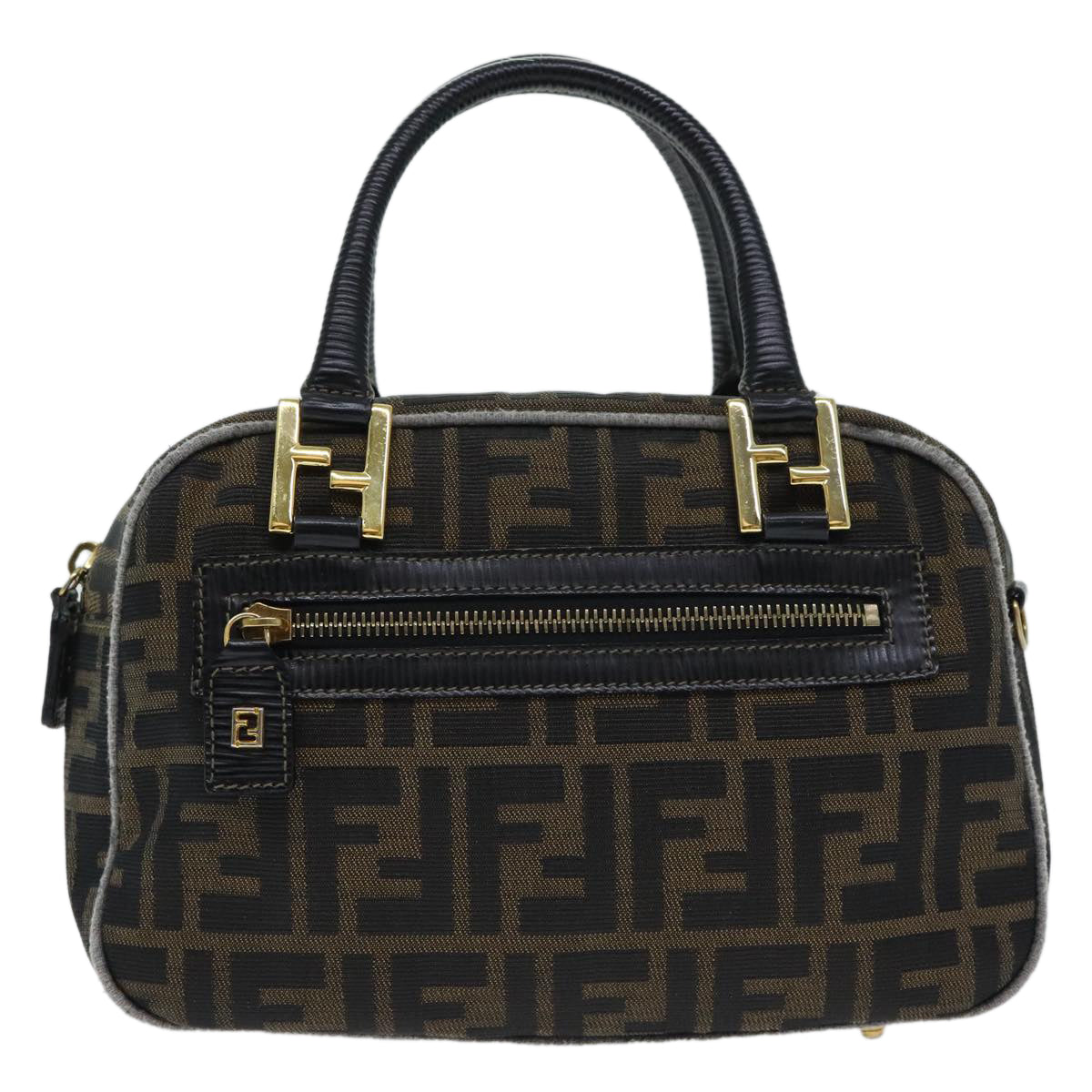 FENDI Zucca Canvas Hand Bag Brown Black ep5979