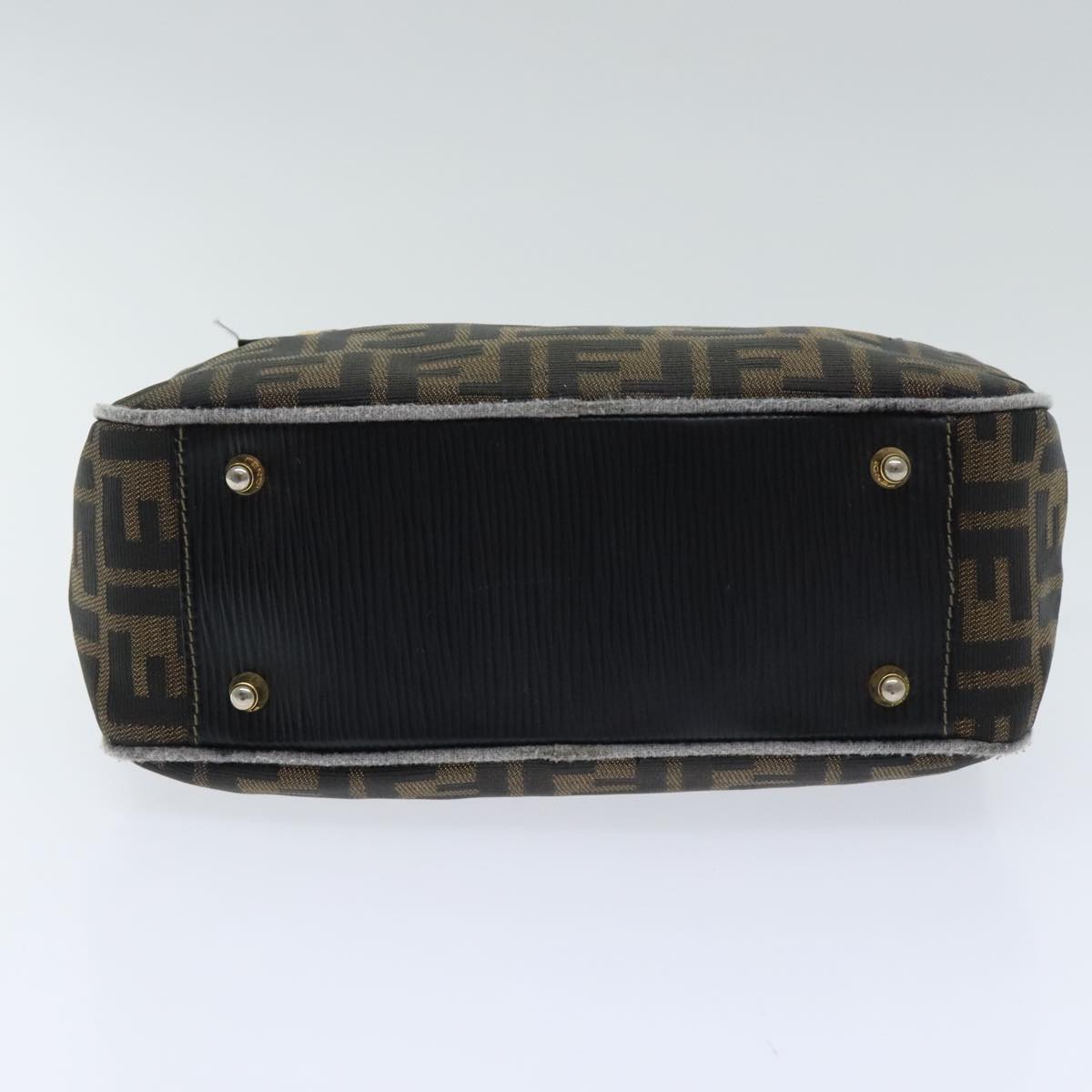 FENDI Zucca Canvas Hand Bag Brown Black ep5979