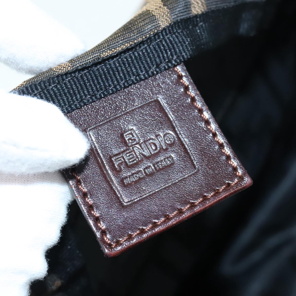 FENDI Zucca Canvas Hand Bag Brown Black ep6007