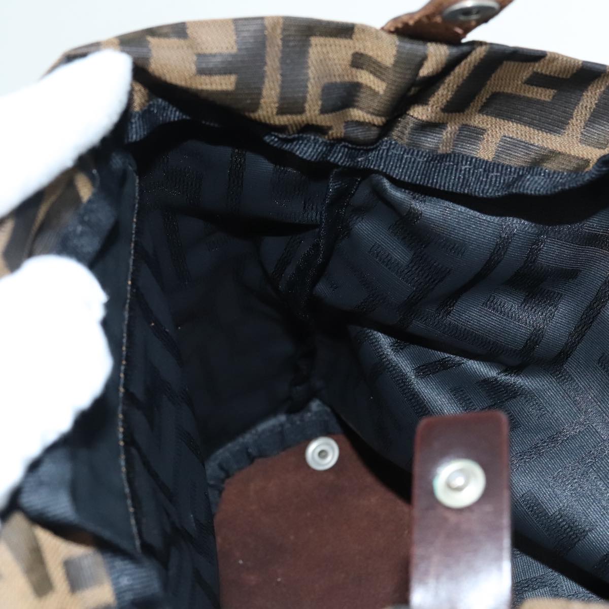 FENDI Zucca Canvas Hand Bag Brown Black ep6007