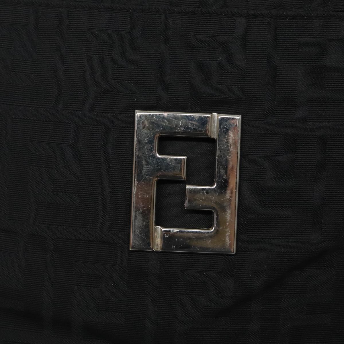 FENDI Zucca Canvas Shoulder Bag Nylon Black Silver ep6025
