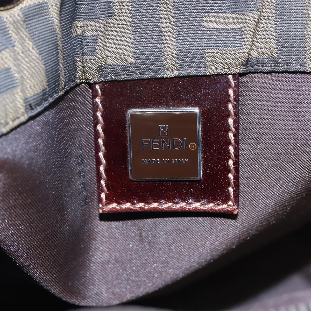 FENDI Zucca Canvas Tote Bag Brown Silver ep6043