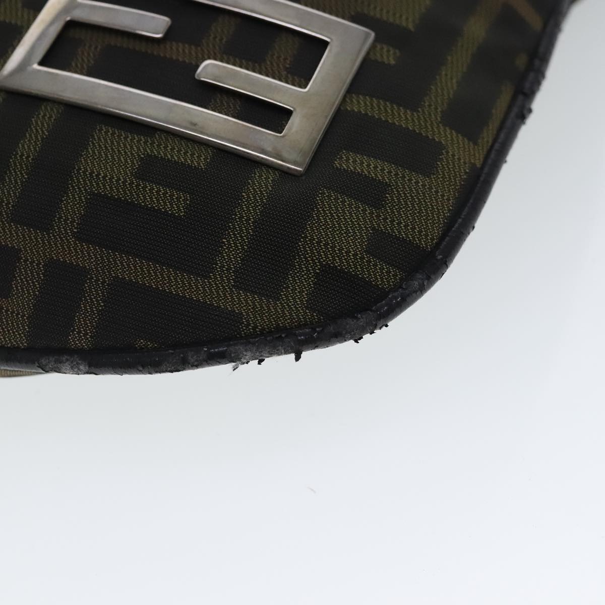 FENDI Zucca Canvas Hand Bag Brown Black Silver ep6060