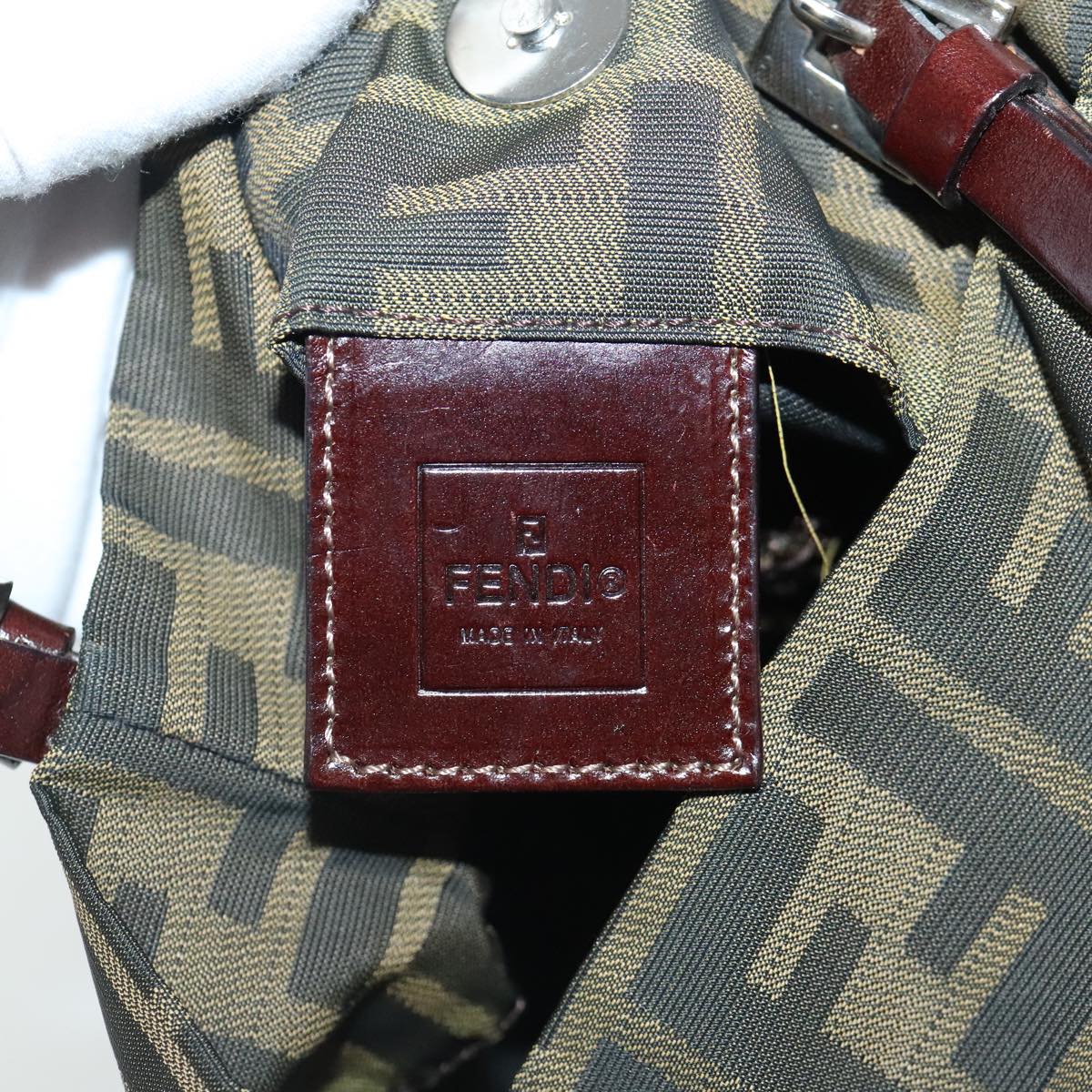 FENDI Zucca Canvas Hand Bag Brown Black Silver ep6060