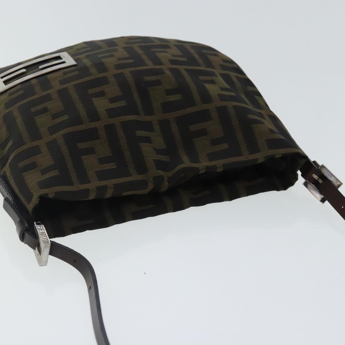 FENDI Zucca Canvas Hand Bag Brown Black Silver ep6060