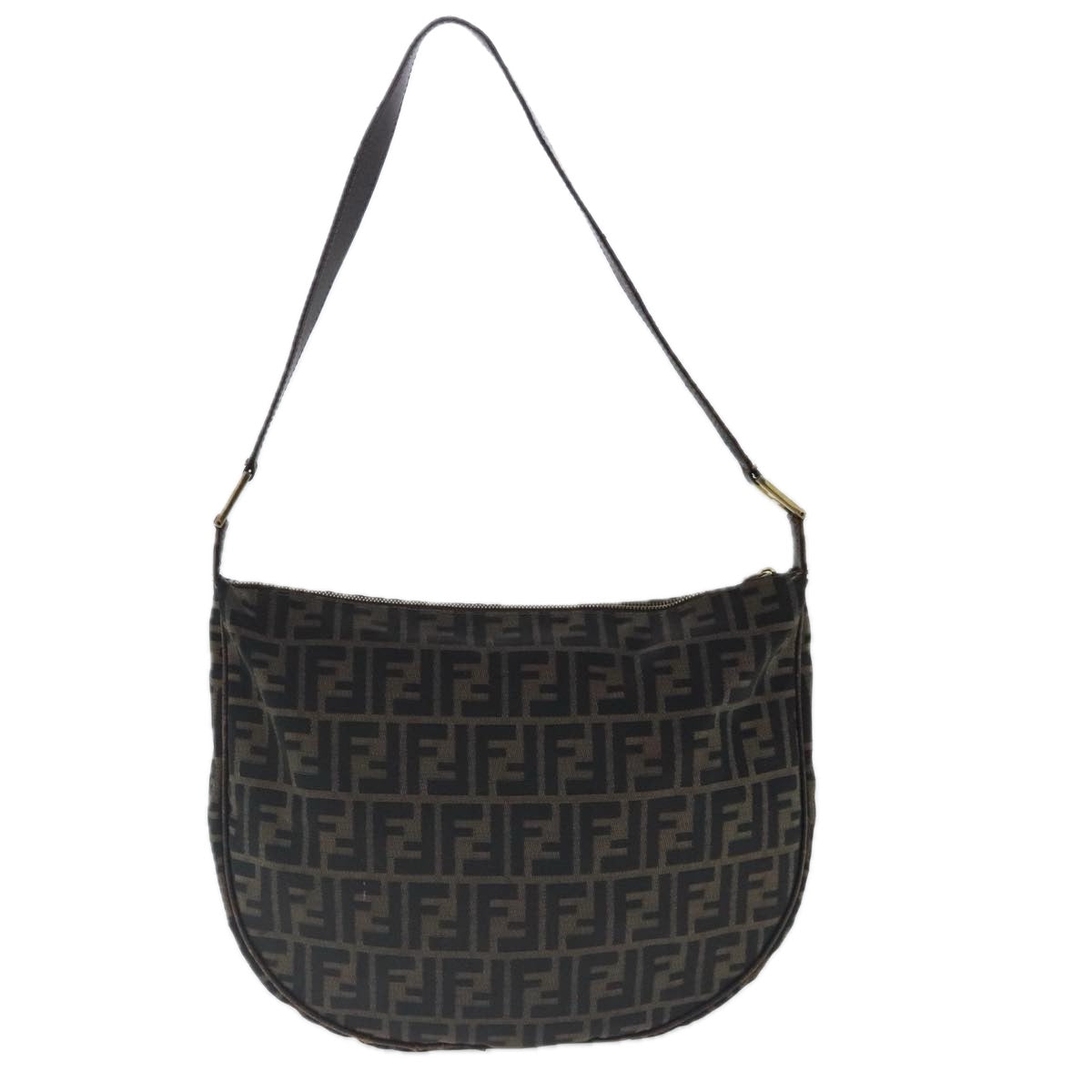 FENDI Zucca Canvas Shoulder Bag Black Brown gold ep6131
