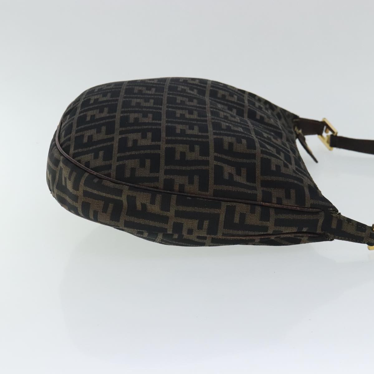 FENDI Zucca Canvas Shoulder Bag Black Brown gold ep6131