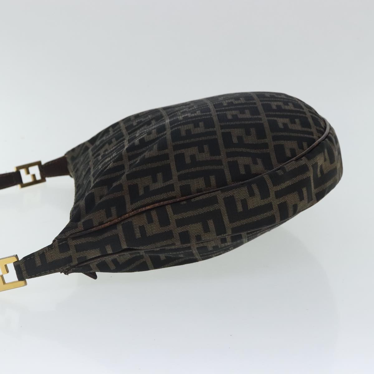 FENDI Zucca Canvas Shoulder Bag Black Brown gold ep6131