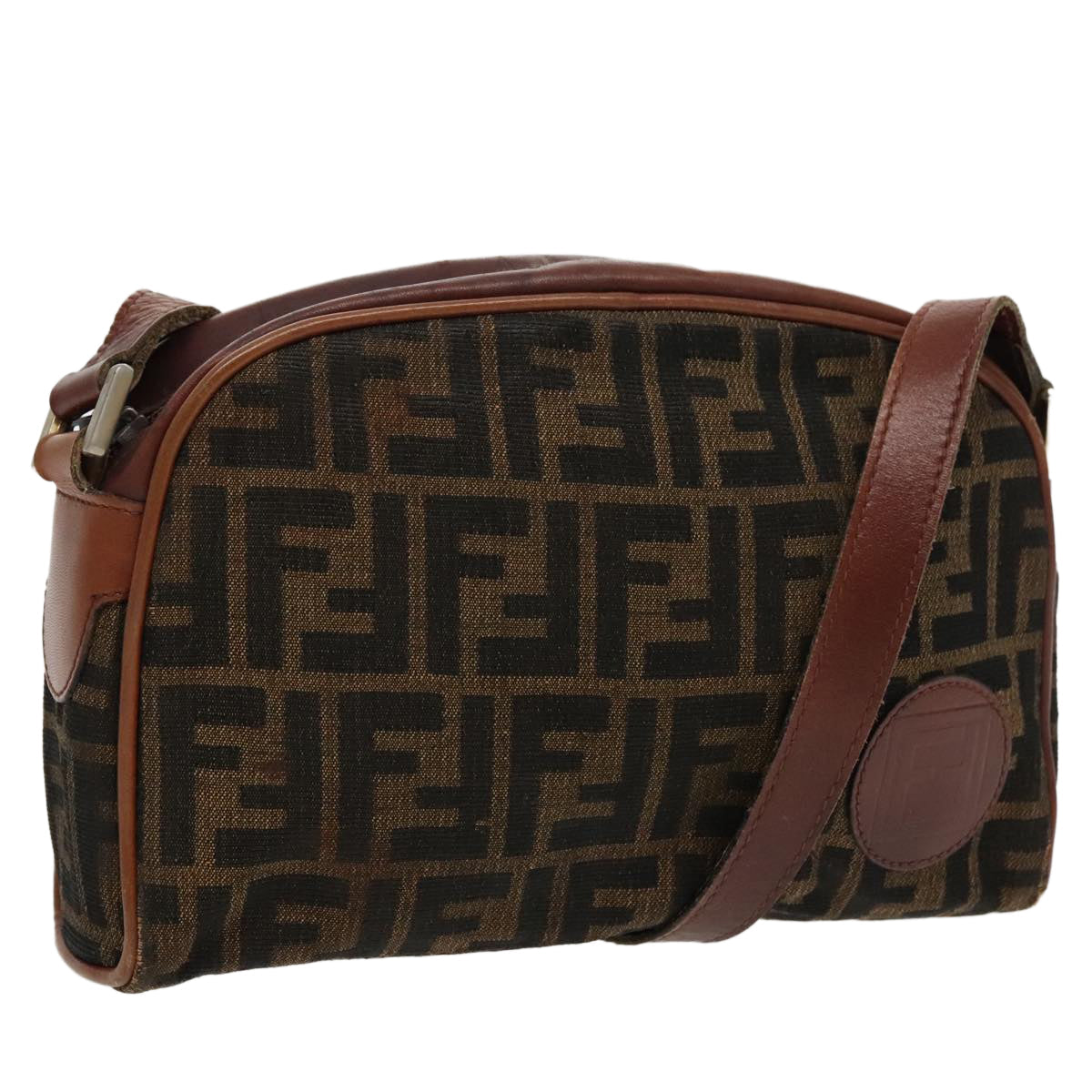 FENDI Zucca Canvas Shoulder Bag Vintage Black Brown ep6165