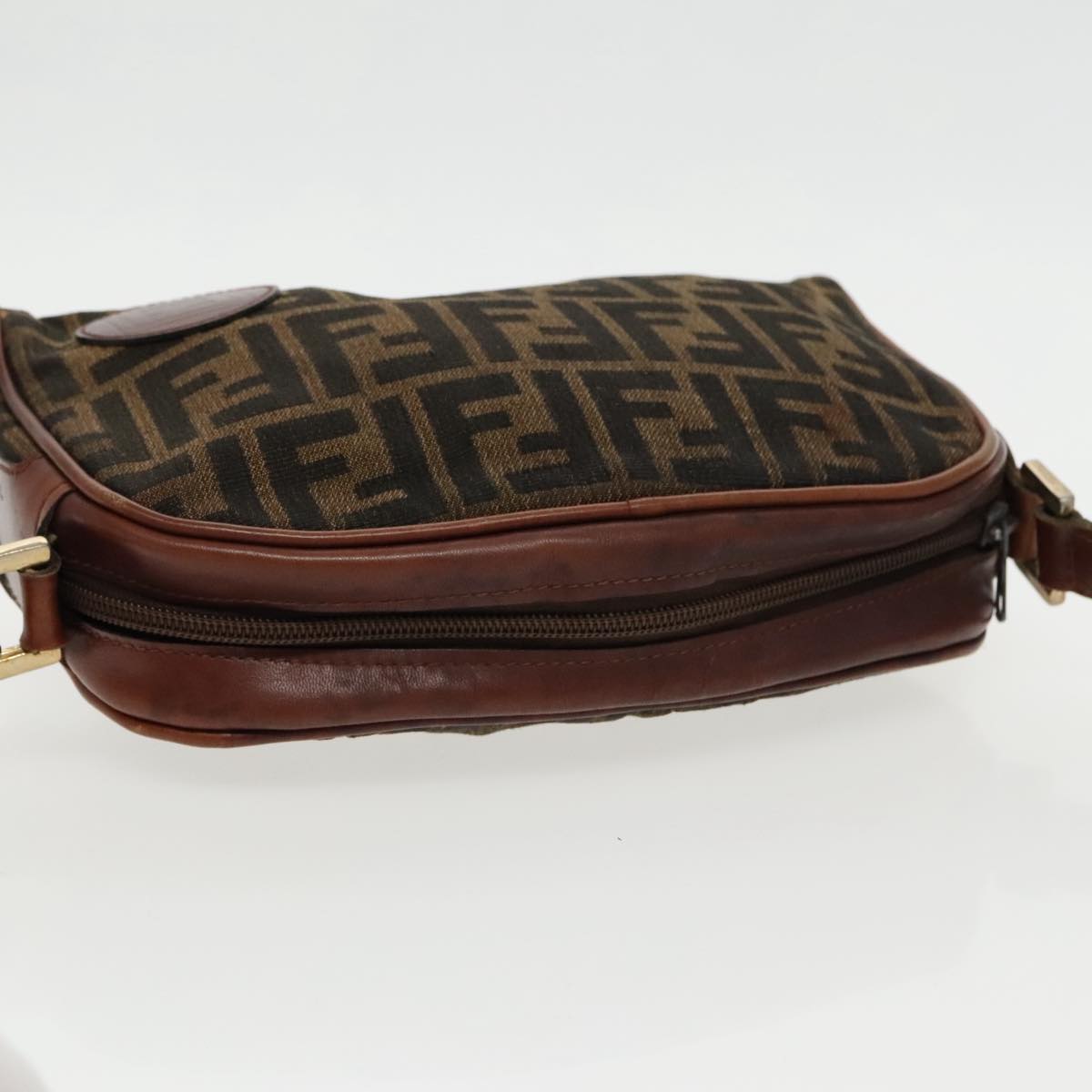 FENDI Zucca Canvas Shoulder Bag Vintage Black Brown ep6165