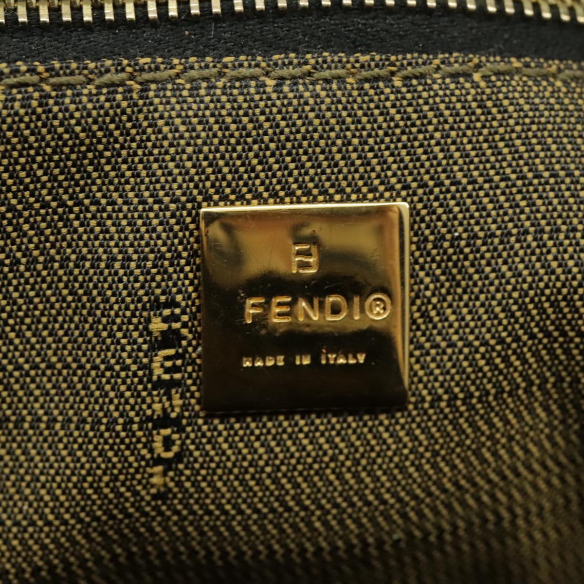 FENDI Zucca Canvas Hand Bag Black Brown Gold ep6166