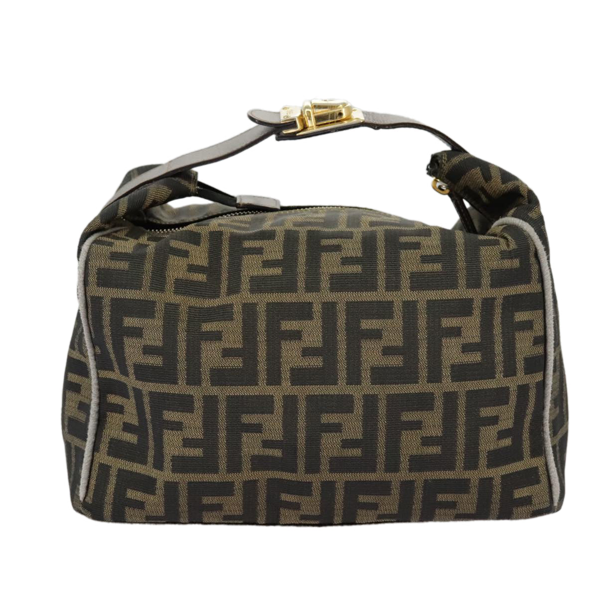 FENDI Zucca Canvas Hand Bag Black Brown Gold ep6166