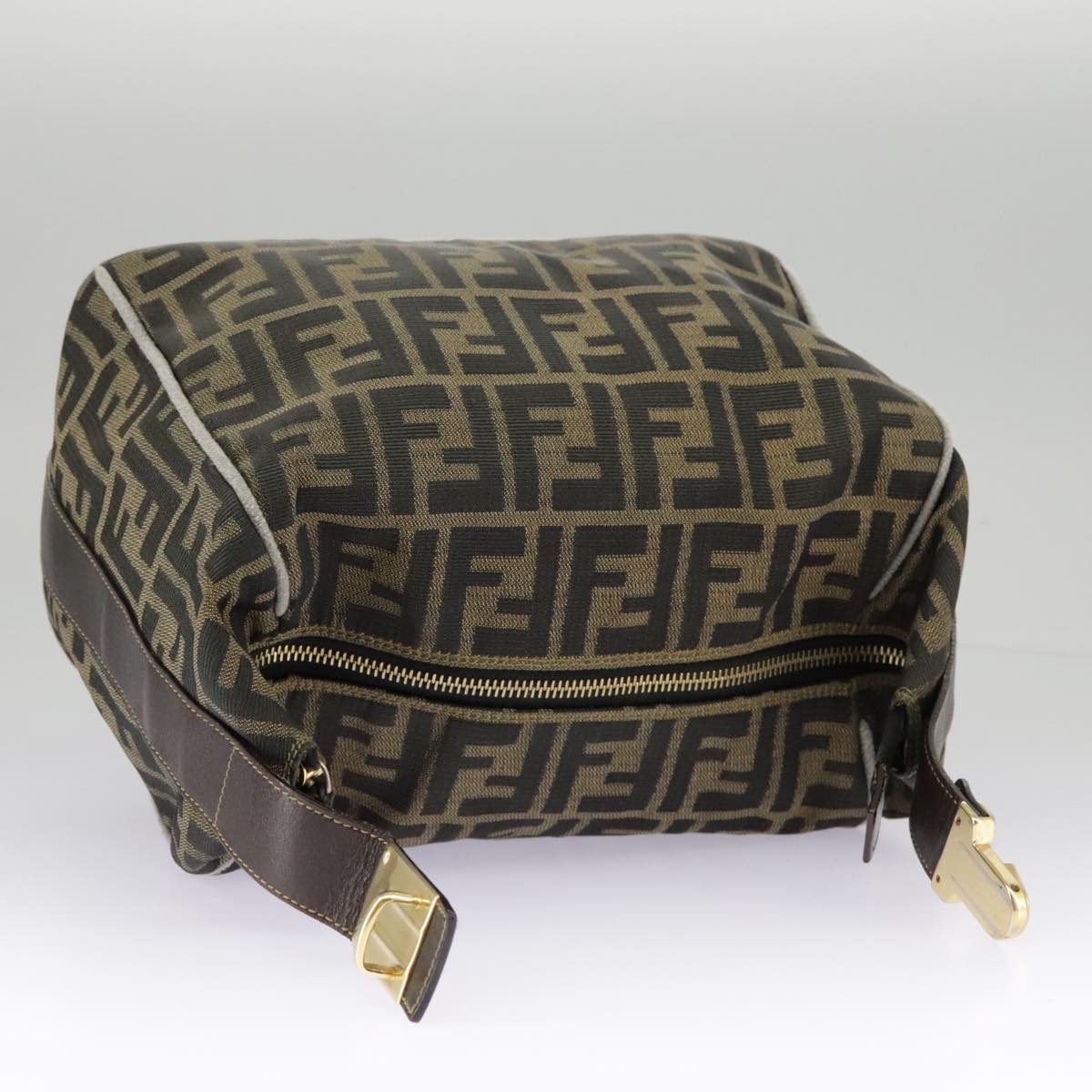 FENDI Zucca Canvas Hand Bag Black Brown Gold ep6166