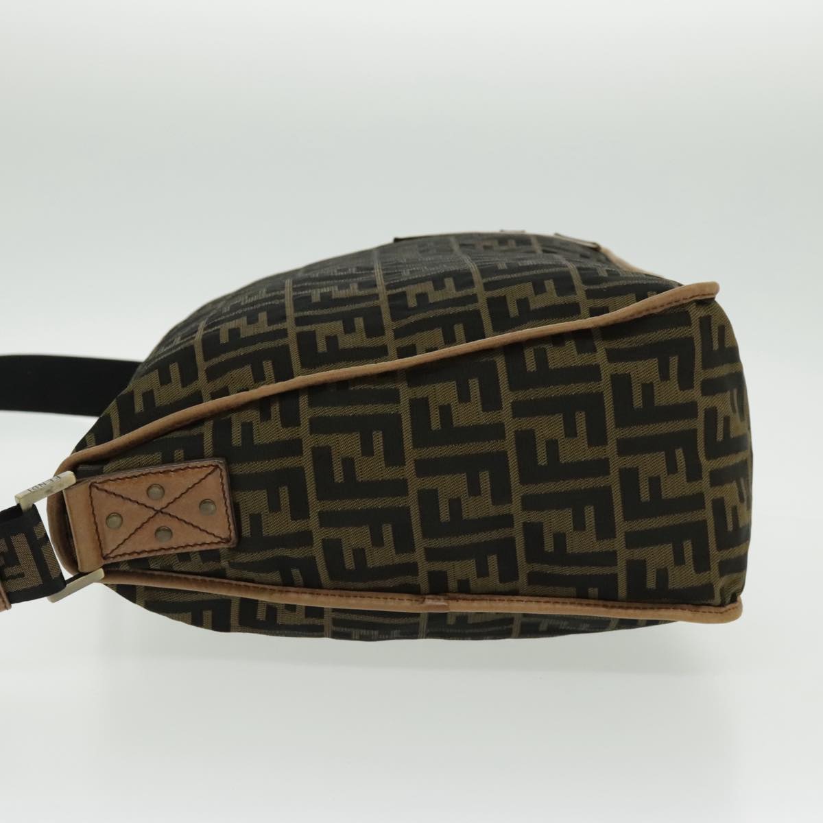 FENDI Zucca Canvas Shoulder Bag Black Brown ep6186