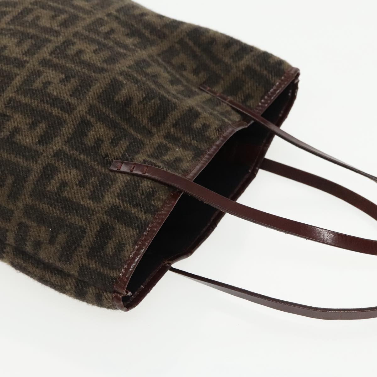 FENDI Zucca Canvas Tote Bag Wool Brown Black ep6200