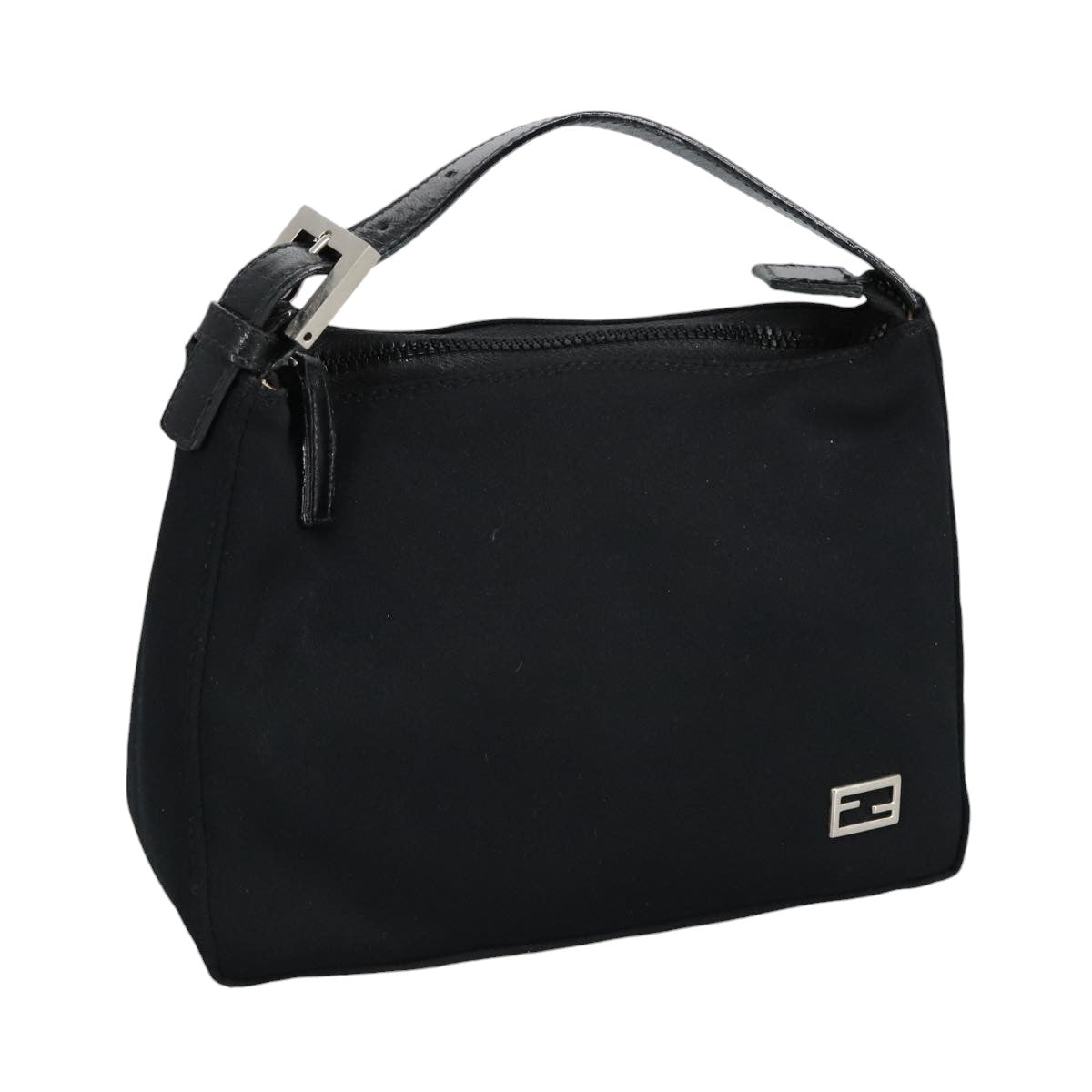 FENDI Hand Bag Nylon Black Silver ep6217