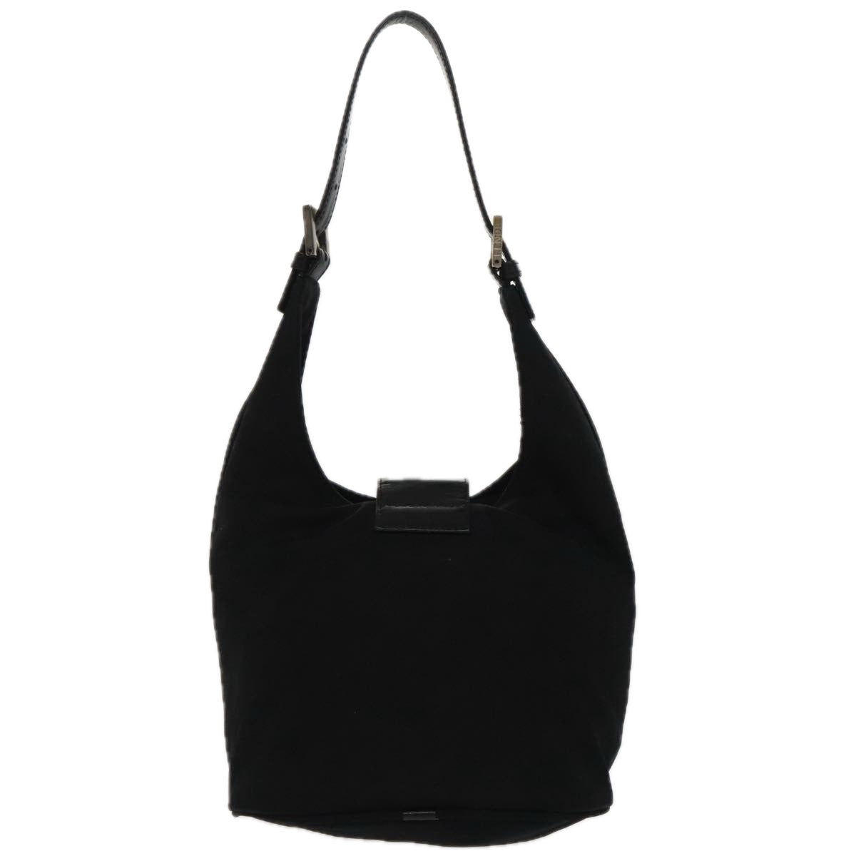 FENDI Mamma Baguette Shoulder Bag Nylon Black Silver ep6221