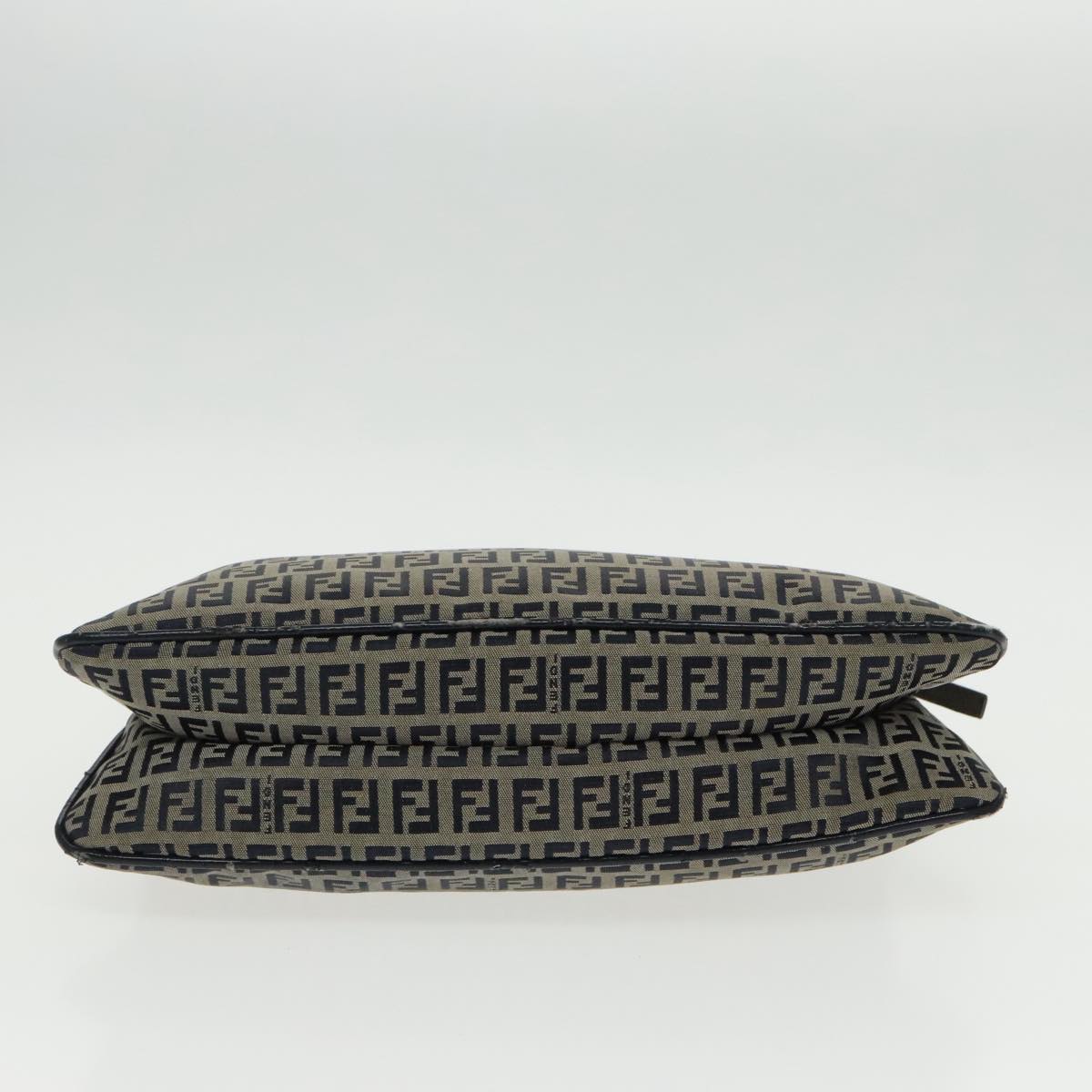 FENDI Zucchino Canvas Mamma Baguette Shoulder Bag Navy Silver ep6224