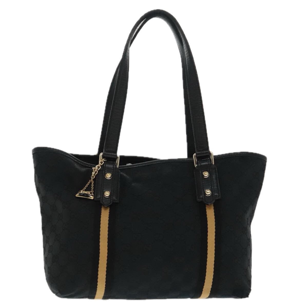 GUCCI GG Canvas Sherry Line Tote Bag Black White 137396 ep6288