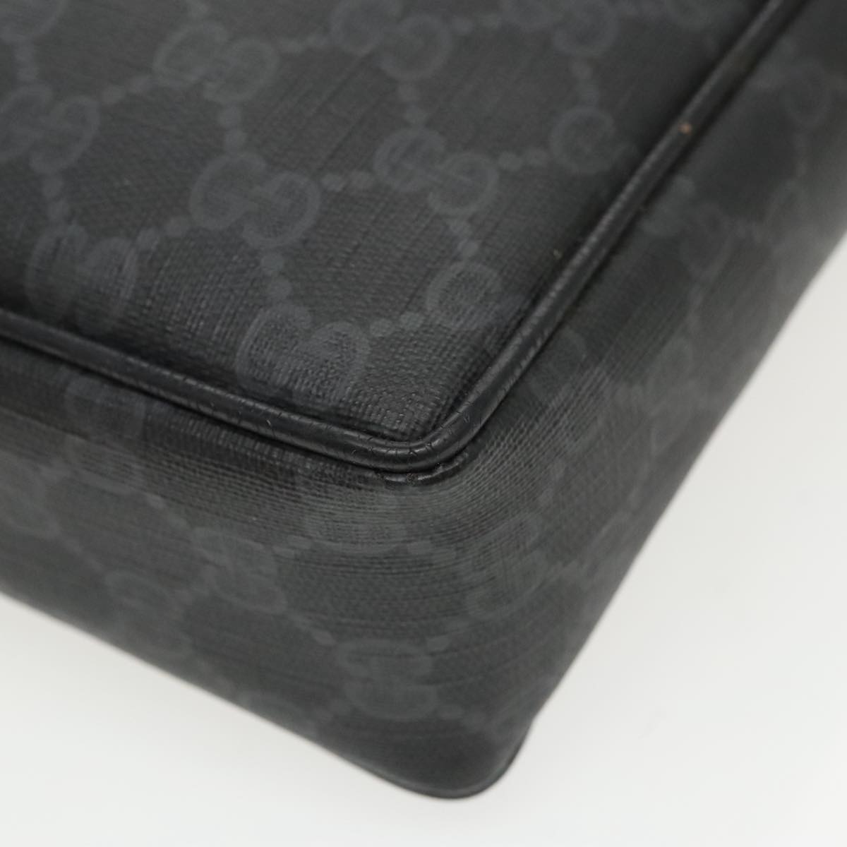 GUCCI GG Supreme Clutch Bag PVC Black Gold 156 01 033 ep6292