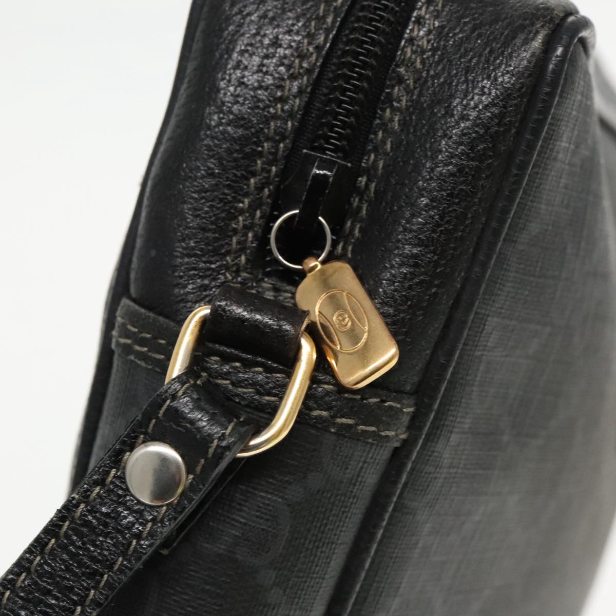 GUCCI GG Supreme Clutch Bag PVC Black Gold 156 01 033 ep6292