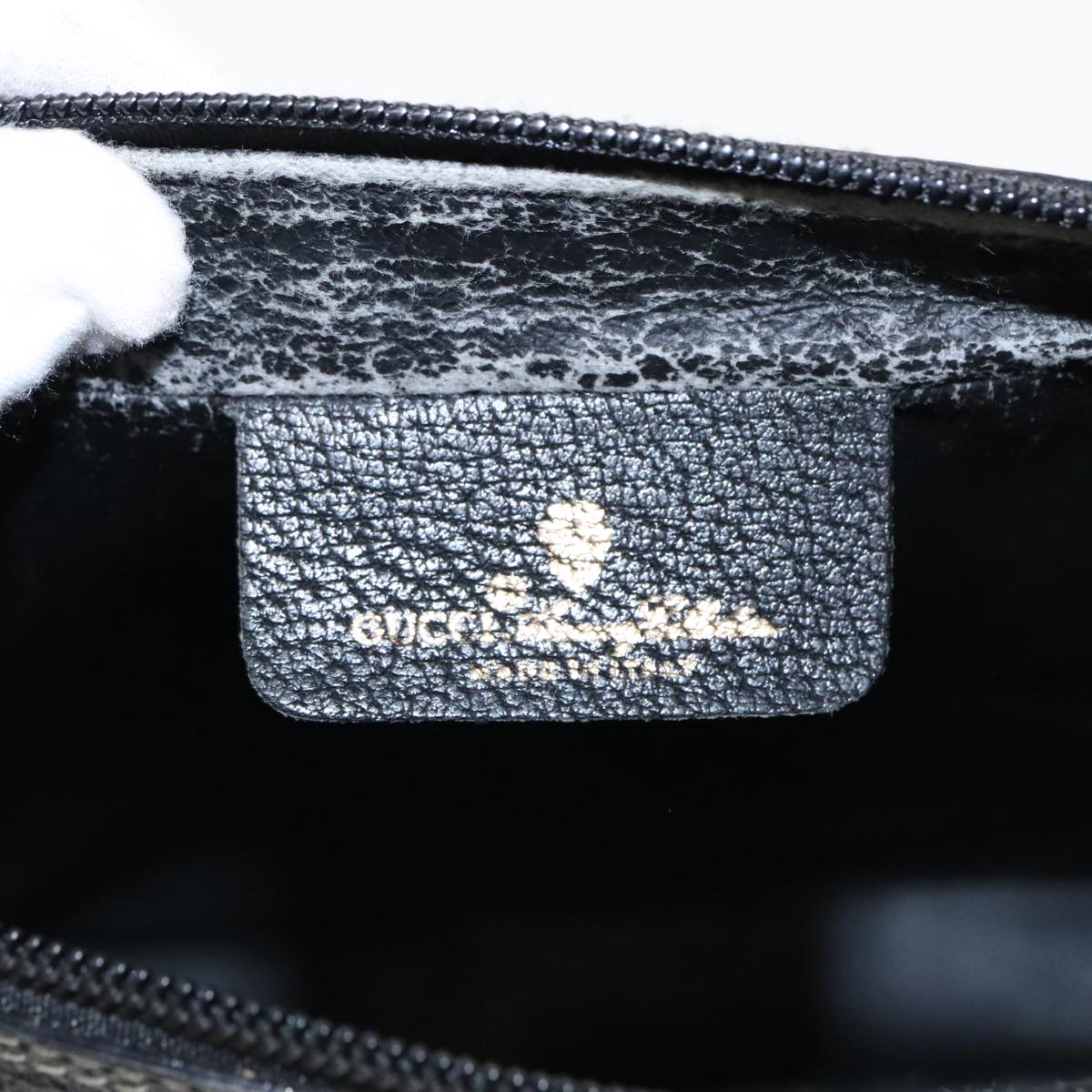 GUCCI GG Supreme Clutch Bag PVC Black Gold 156 01 033 ep6292