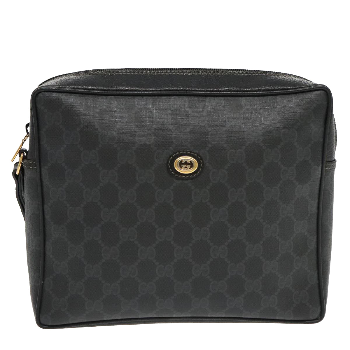 GUCCI GG Supreme Clutch Bag PVC Black Gold 156 01 033 ep6292