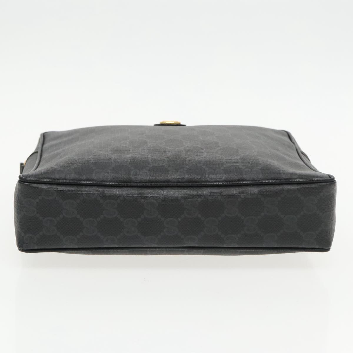 GUCCI GG Supreme Clutch Bag PVC Black Gold 156 01 033 ep6292