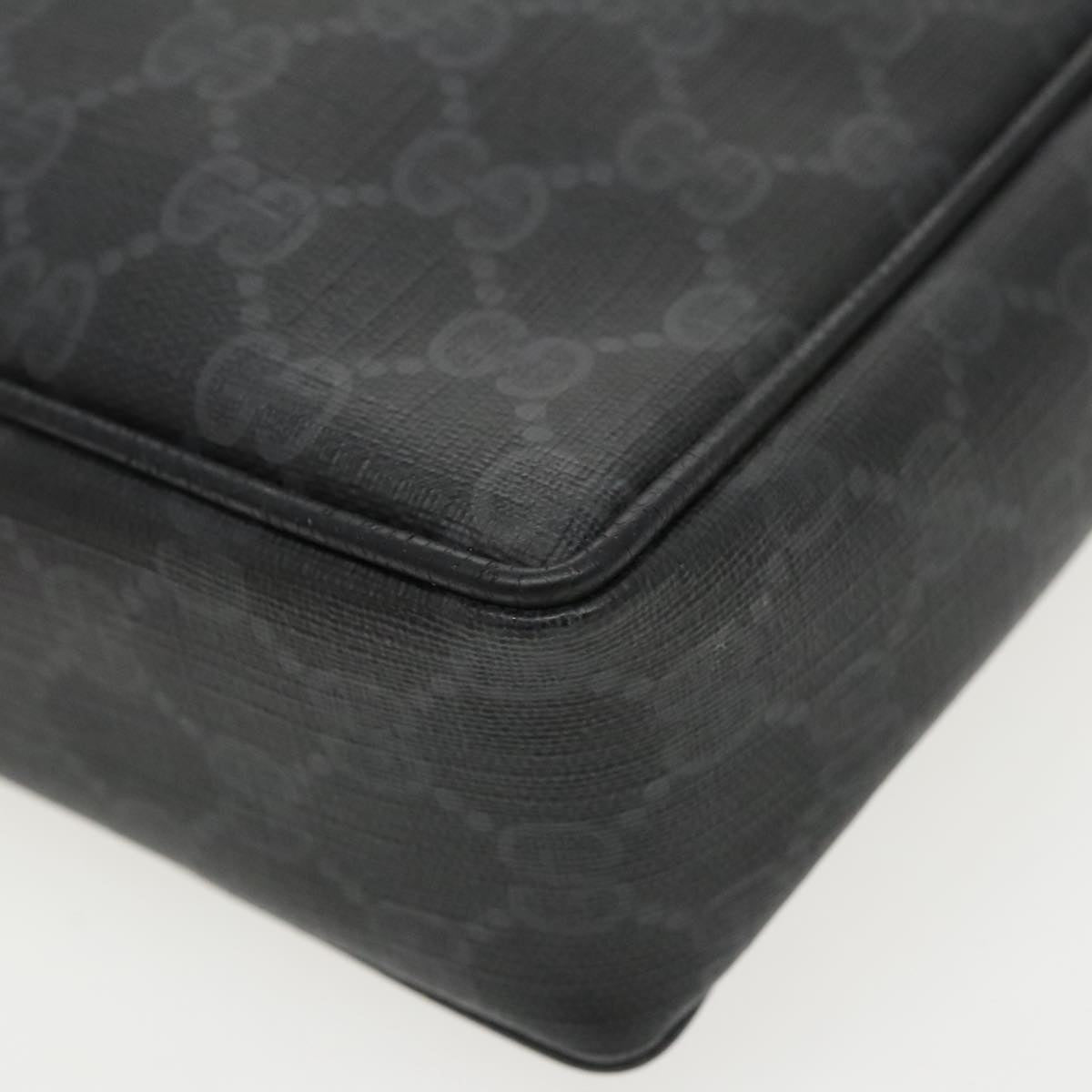 GUCCI GG Supreme Clutch Bag PVC Black Gold 156 01 033 ep6292