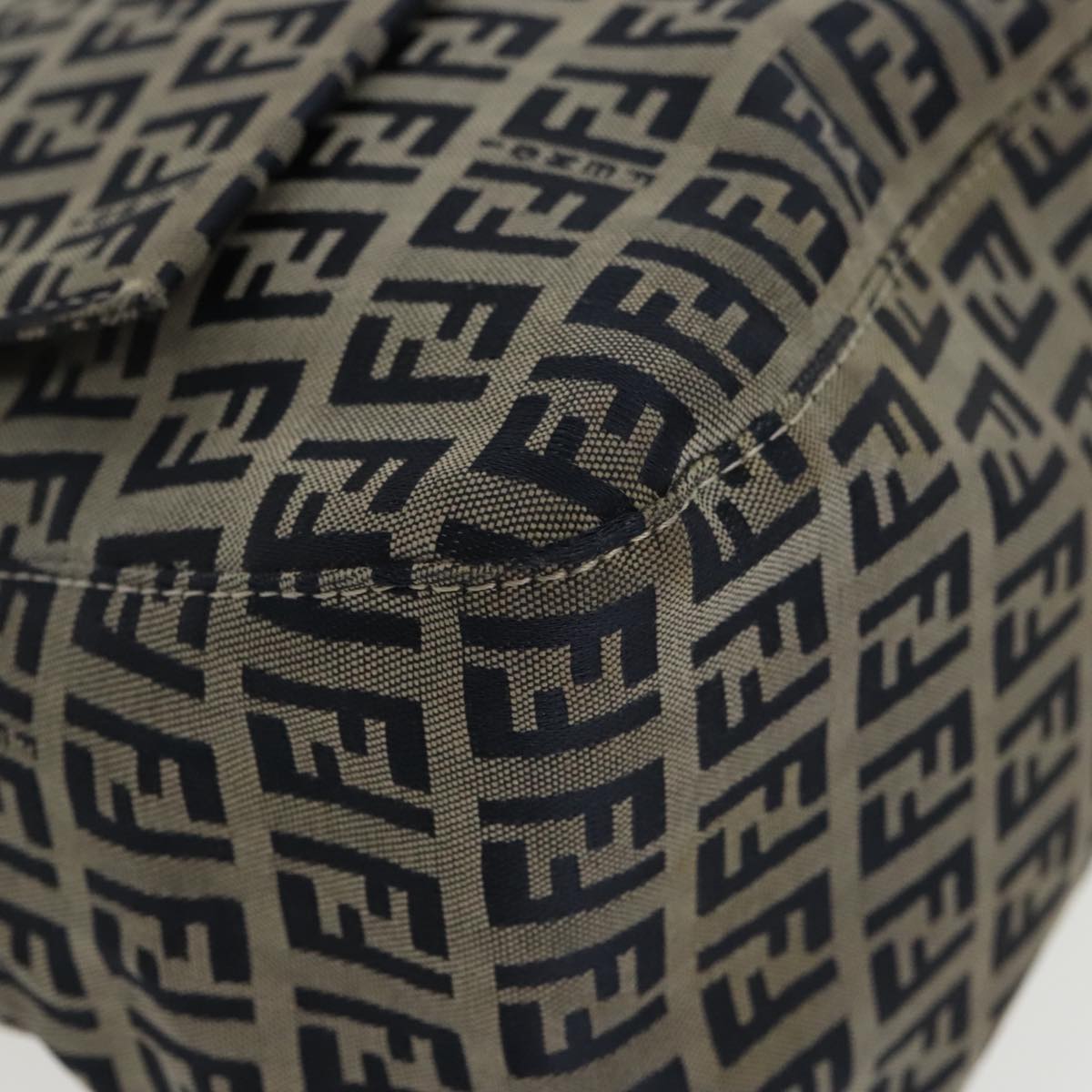 FENDI Zucchino Canvas Mamma Baguette Shoulder Bag Navy Silver ep6302