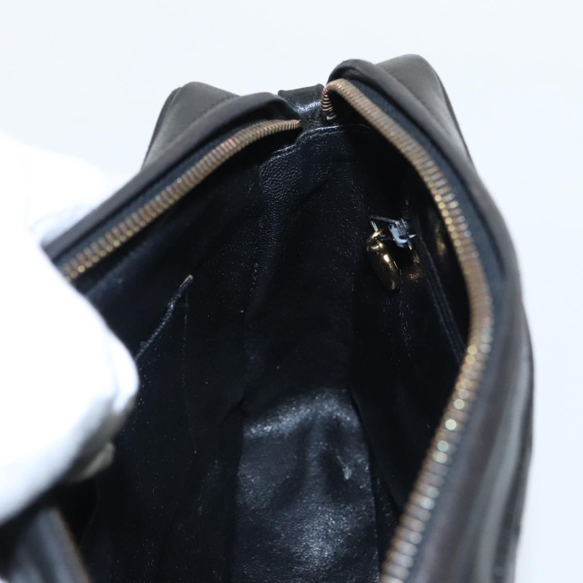 CHANEL Matelasse Chain Shoulder Bag Lamb Skin Black Gold CC ep6305