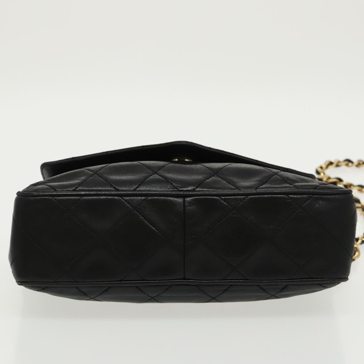 CHANEL Matelasse Chain Shoulder Bag Lamb Skin Black Gold CC ep6305