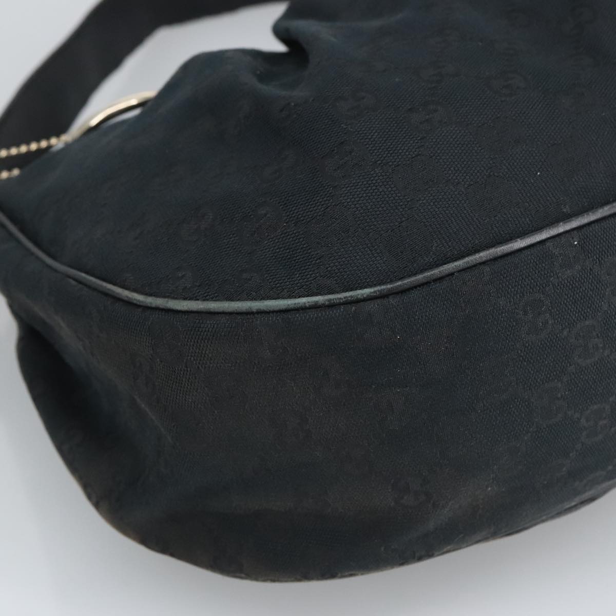 GUCCI GG Canvas Shoulder Bag Black Gold 232955 ep6310