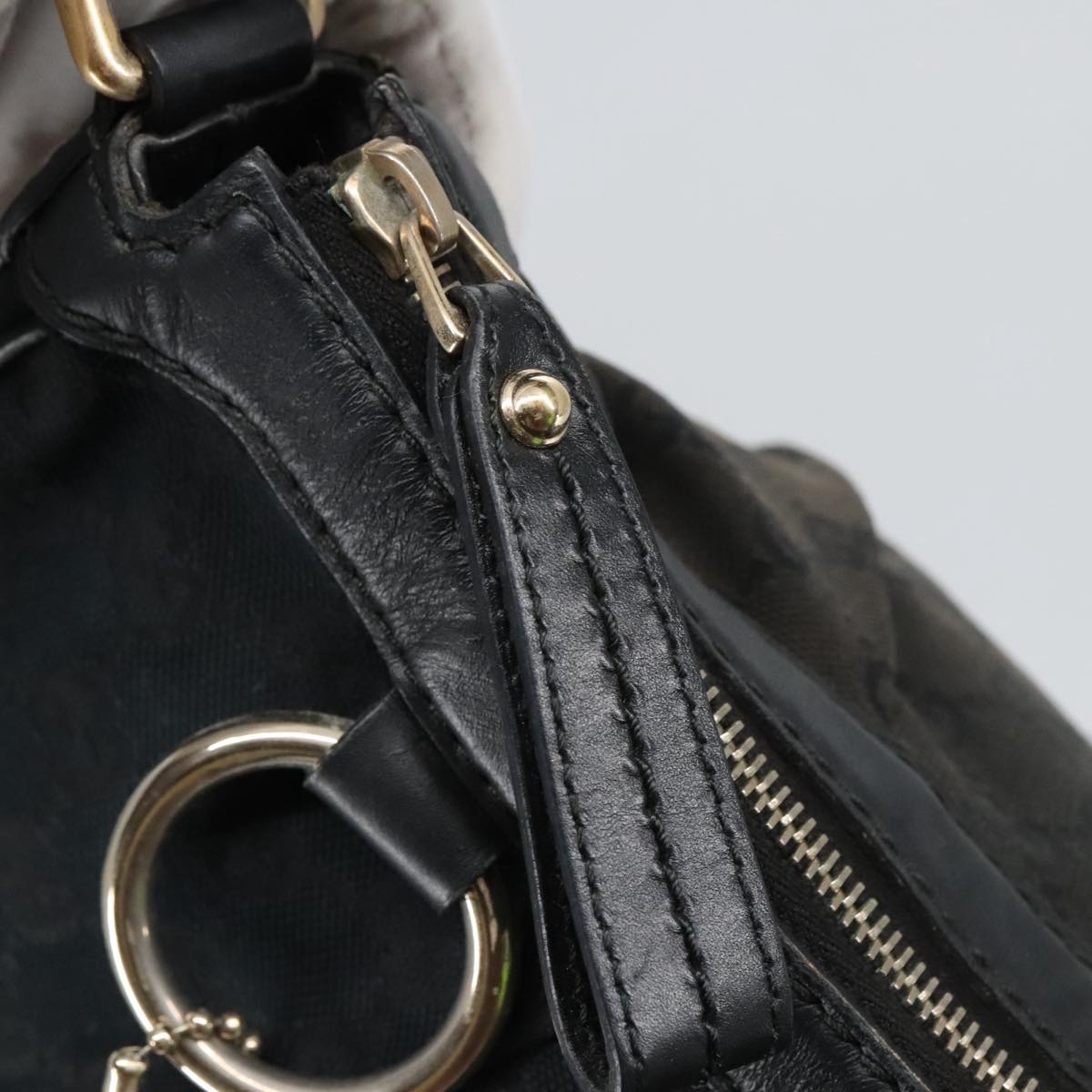 GUCCI GG Canvas Shoulder Bag Black Gold 232955 ep6310