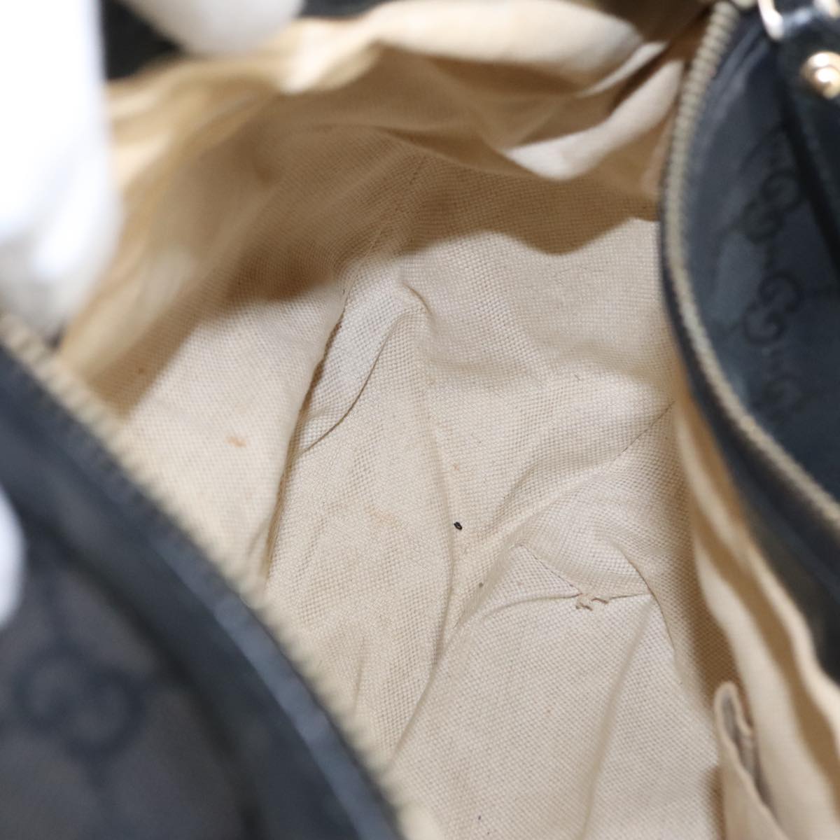 GUCCI GG Canvas Shoulder Bag Black Gold 232955 ep6310