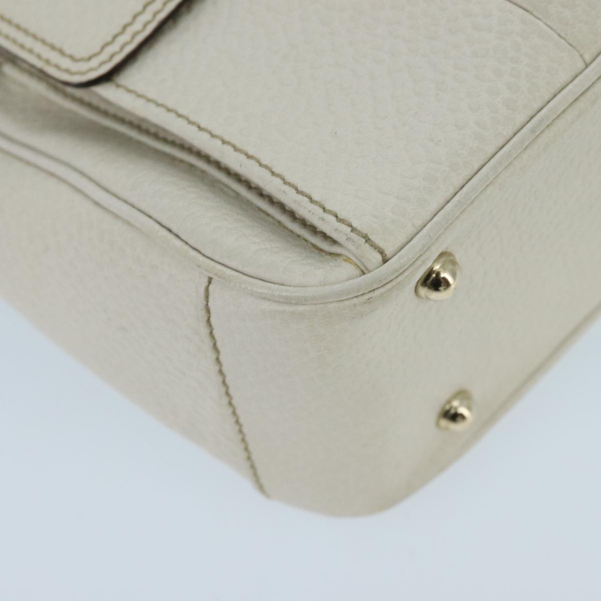 GUCCI Bamboo Hand Bag Leather White Gold 137381 ep6322