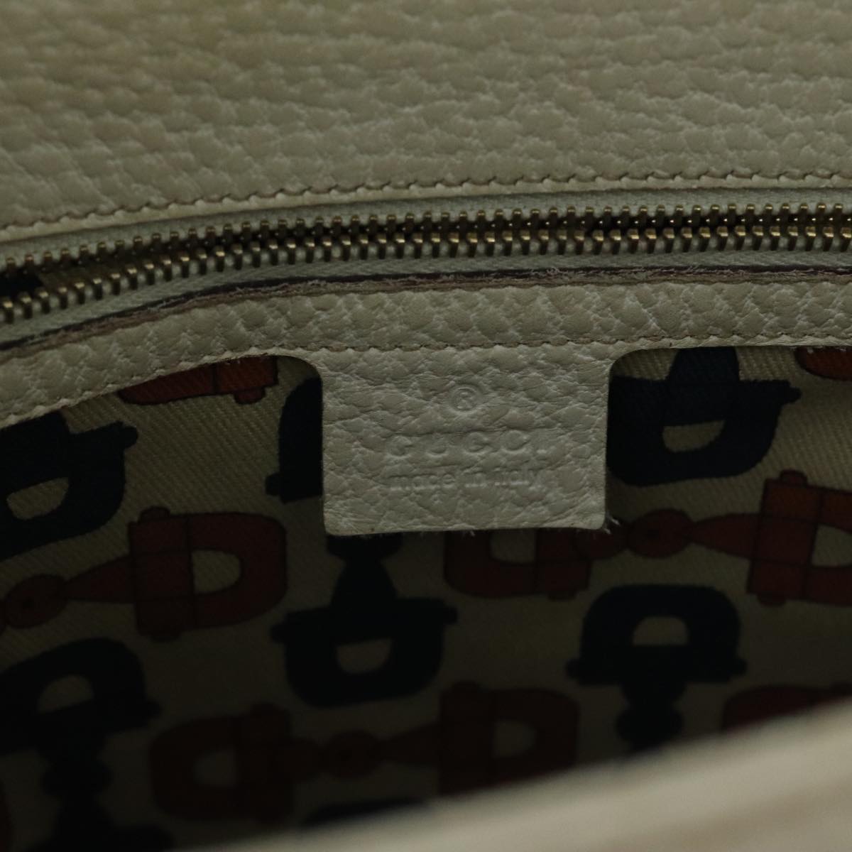 GUCCI Bamboo Hand Bag Leather White Gold 137381 ep6322