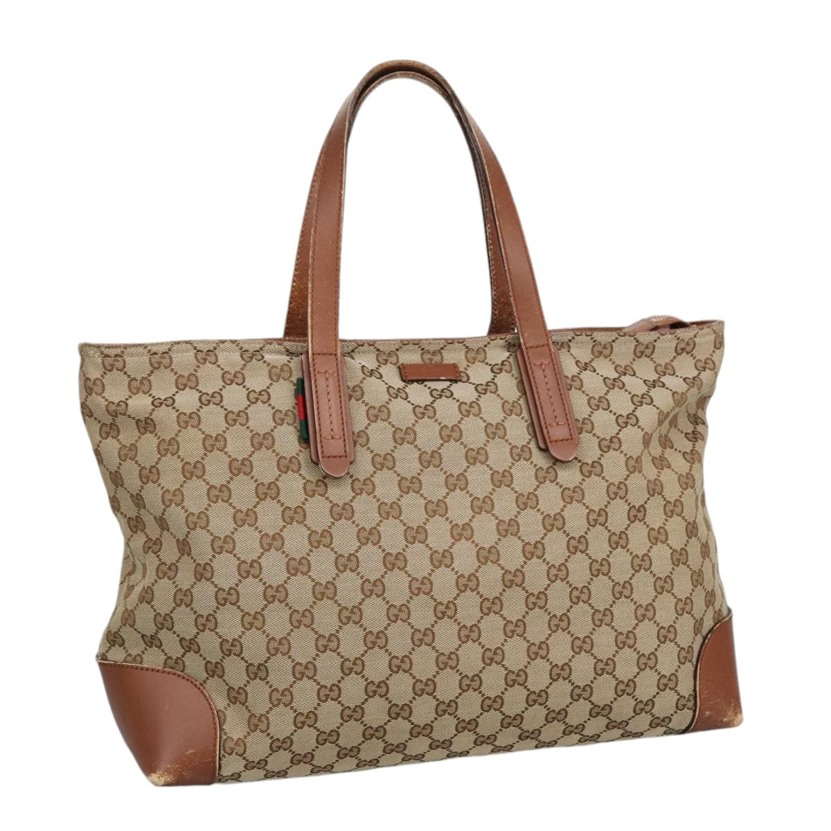 GUCCI GG Canvas Tote Bag Beige Silver 308928 ep6333