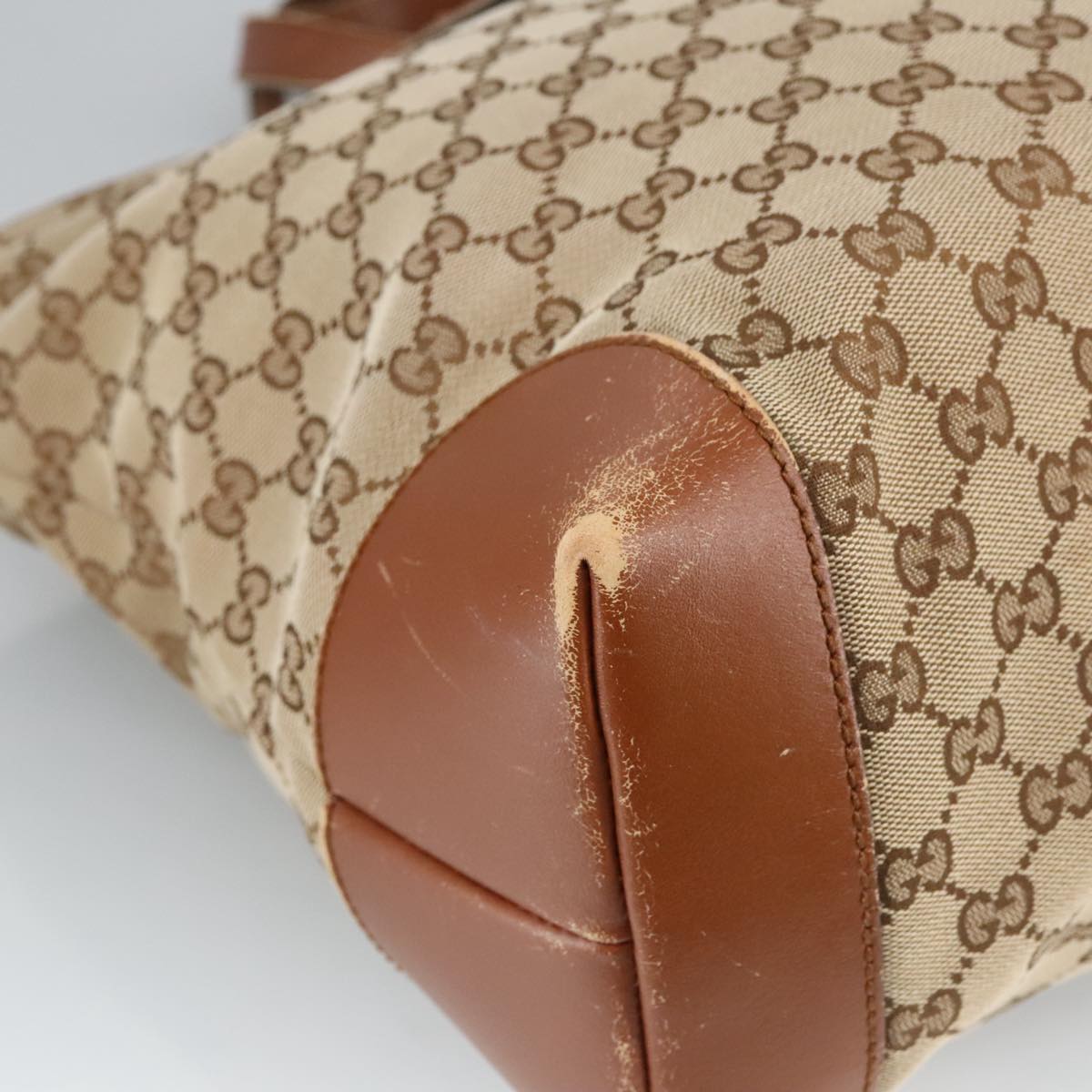 GUCCI GG Canvas Tote Bag Beige Silver 308928 ep6333
