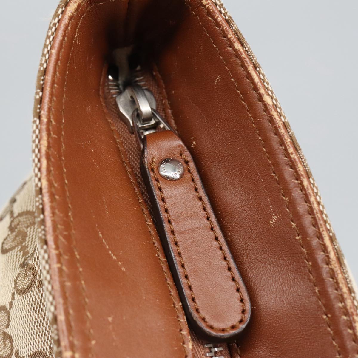 GUCCI GG Canvas Tote Bag Beige Silver 308928 ep6333