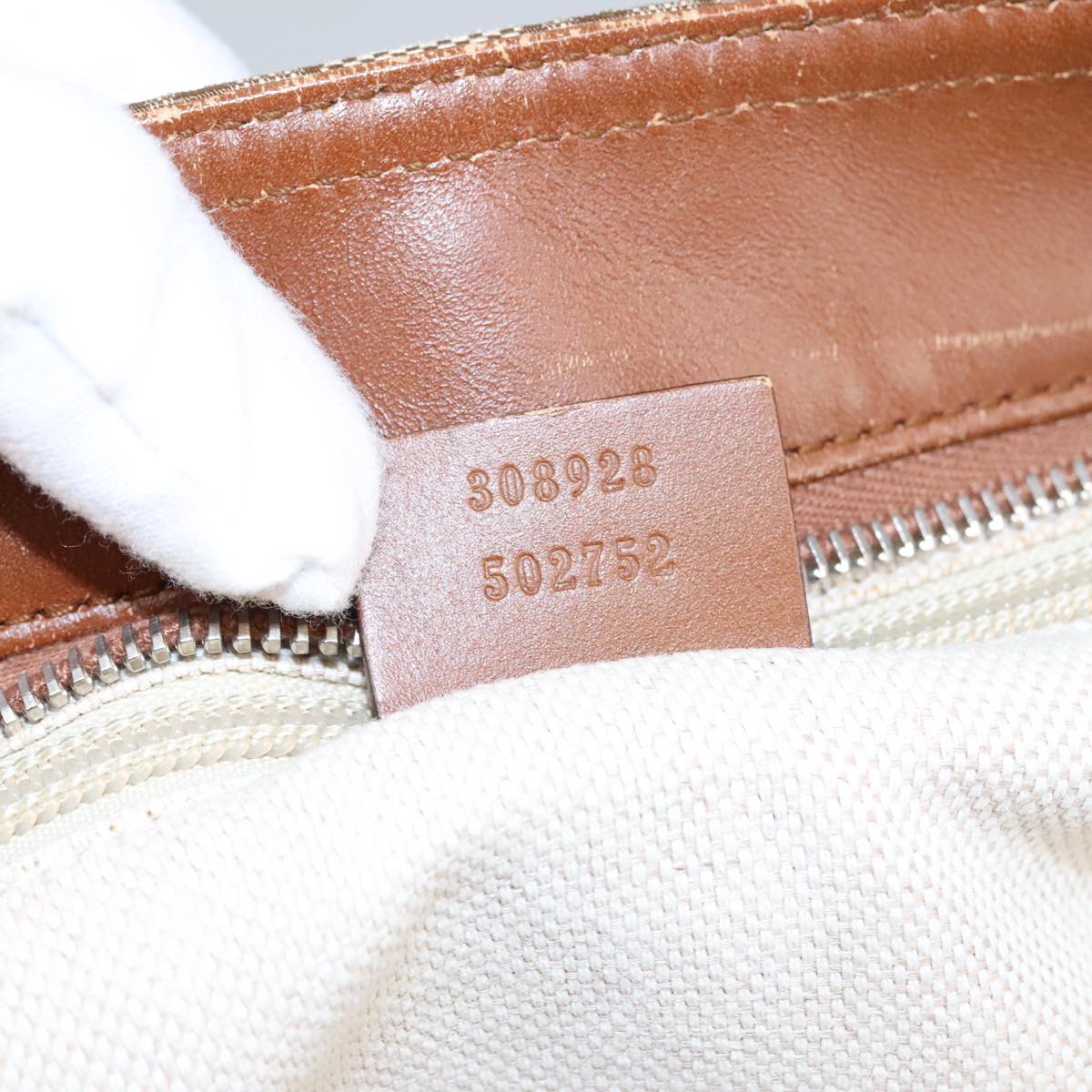 GUCCI GG Canvas Tote Bag Beige Silver 308928 ep6333