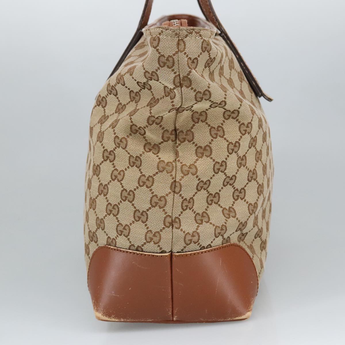 GUCCI GG Canvas Tote Bag Beige Silver 308928 ep6333