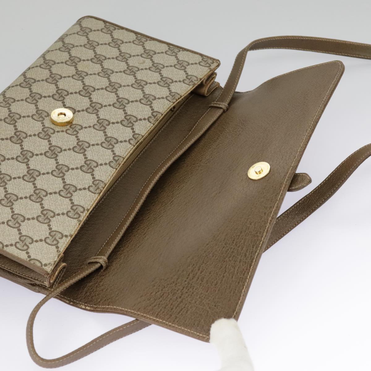 GUCCI GG Supreme Shoulder Bag PVC Beige Gold 904 02 050 ep6356