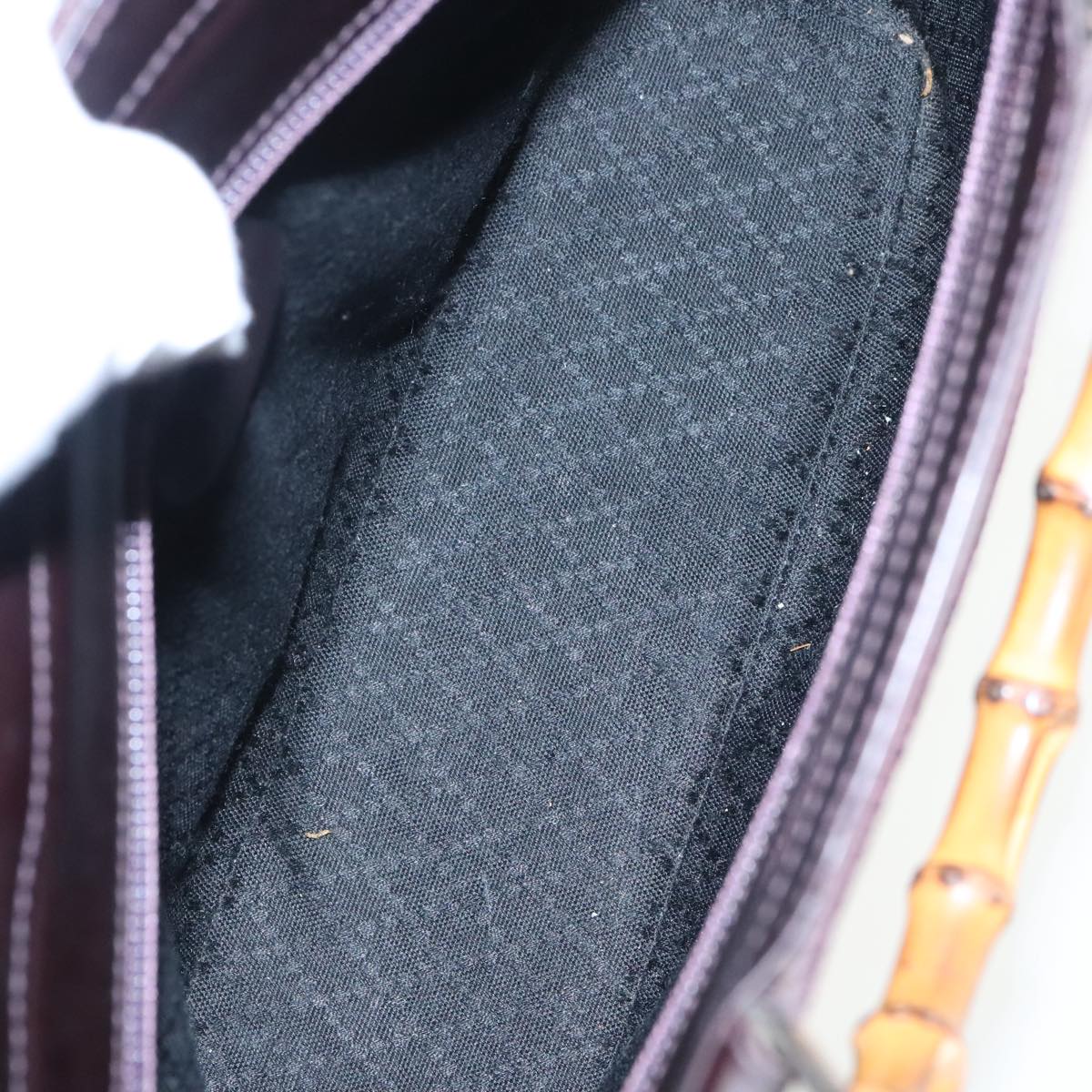 GUCCI Bamboo Hand Bag Nylon 2way Black Silver 000 1998 0540 ep6377