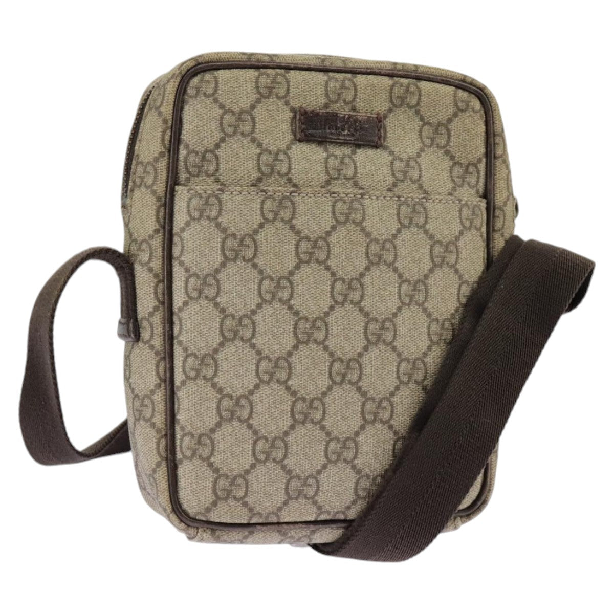 GUCCI GG Supreme Shoulder Bag PVC Beige Silver 122754 ep6381