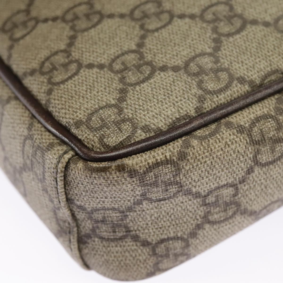 GUCCI GG Supreme Shoulder Bag PVC Beige Silver 122754 ep6381