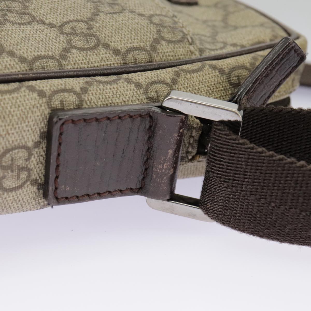 GUCCI GG Supreme Shoulder Bag PVC Beige Silver 122754 ep6381